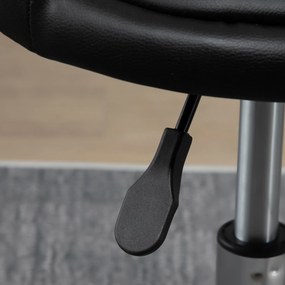HOMCOM 2 db gurulós szék - forgatható munkaszék 360° - állítható ülésmagasság 47-62 cm, ergonomikus háttámla - krómozott acél fekete szintetikus bevon