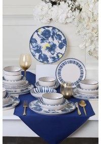 24 darabos étkészlet fehér/kék/kőkerámia