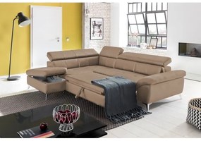 Bőrkárpitos, balos, L-alakú SALERNO II sarokkanapé barna