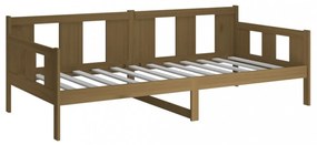 mézbarna tömör fenyőfa kanapéágy 90x200 cm