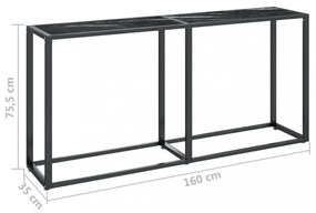 fekete márvány edzett üveg tálalóasztal 160 x 35 x 75,5 cm