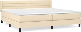 vidaXL krémszínű szövet rugós ágy matraccal 200 x 200 cm