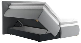 Boxspring ágy ELEN 180x200 cm szürke matraccal és topperrel