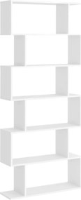 HOMCOM Modern Könyvespolc 6 Polccal Étkezőbe, Nappaliba és Tanulmányhoz 80x23x192 cm Fehér | Aosom