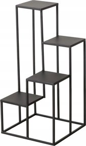 Fém Virágágyás 4 Szintes Fekete Virágtartó 68 cm