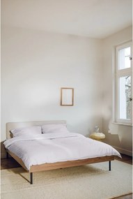 Sötét natúr színű kárpitozott-forgácslemez franciaágy ágyráccsal 180x200 cm diófa dekorral Streiko – noo.ma