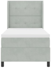 Boxspring Ágy Matrac Ezüstszürke 80x200 cm Bársony