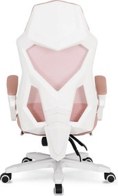 Forgószék gaming lábtartóval rózsaszín/fehér. BING