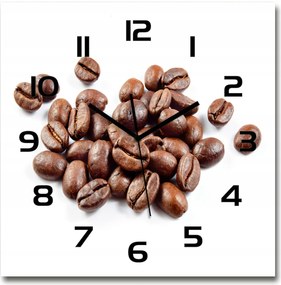 Nagy négyzet alakú üveg falióra Kávébab 60x60 cm