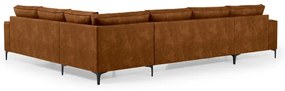 Konyakbarna bőrutánzat sarokkanapé (bal oldali-"U" alakú) Copenhagen – Scandic