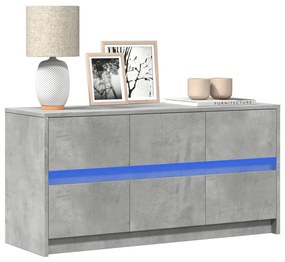 betonszürke szerelt fa TV-szekrény LED-ekkel 100 x 34 x 50 cm