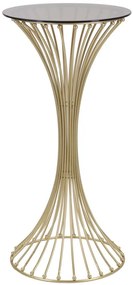 Kerek arany színű modern kisasztal füstüveg lappal és gömb díszítéssel