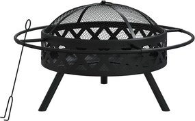vidaXL acél XXL méretű tűztál piszkavassal 70 cm