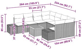 Kerti Kanapé Szett 9 darabos Fekete és Krém