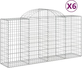 vidaXL 6 db íves horganyzott vas gabion kosár 200 x 50 x 100/120 cm
