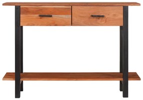 Konzolasztal fiókkal Barna 110 x 30 x 75 cm tömör akácfa
