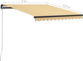 Sárga és fehér kézzel kihúzható napellenző 300 x 250 cm
