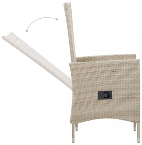 9 részes bézs polyrattan kültéri étkezőszett párnákkal