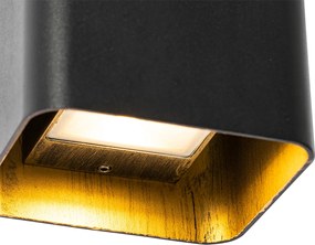 Modern fekete fali lámpa LED-del IP54 négyzet alakú - Evi