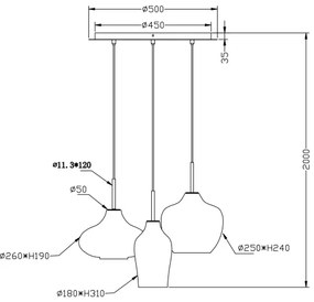 Fabas Luce 3725-47-363 - Csillár zsinóron OLBIA 3xE27/40W/230V