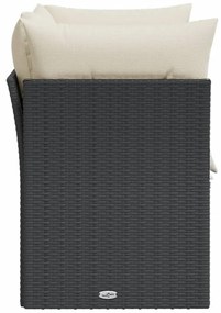 2 személyes fekete polyrattan kerti kanapé párnával