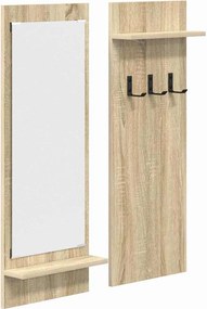 vidaXL Fali Kabáthorog polcokkal Sonoma tölgy 70 x 10 x 90 cm Faanyag
