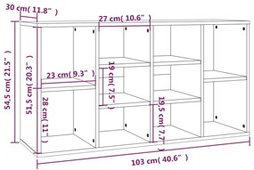 füstös tölgy színű szerelt fa cipőtároló pad 103x30x54,5 cm