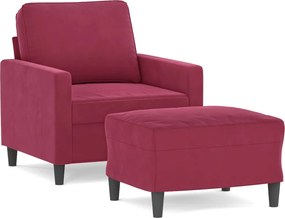 vidaXL bordó bársony kanapéfotel lábtartóval 60 cm