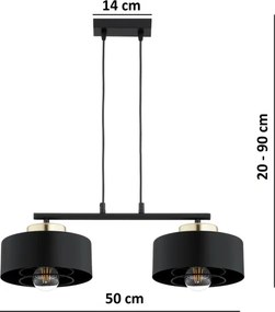 Brilagi - Kábelen függő csillár SPRING 2xE27/60W/230V fekete/arany