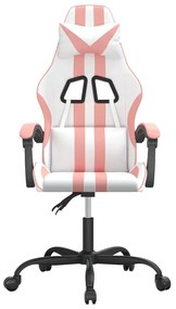 fehér és rózsaszín műbőr forgó játékszék