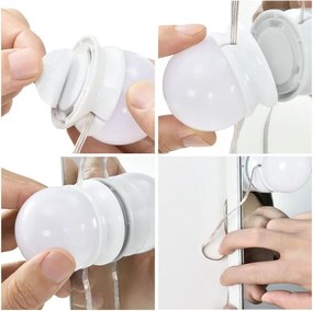 Kozmetikai asztal LED világítással és tükörrel fehér