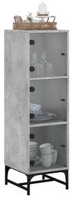 betonszürke magasszekrény üvegajtókkal 35 x 37 x 120 cm