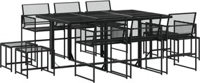 vidaXL 11 részes fekete polyrattan kerti étkezőgarnitúra