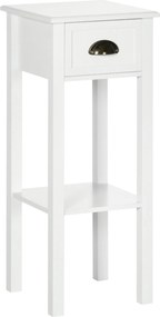 HOMCOM Modern Stílusú Kicsi Oldaltábla Éjjeliszekrény Fiókkal és Tárolószússzal a Nappaliba és Hálószobába 30x30x75 cm Fehér | Aosom