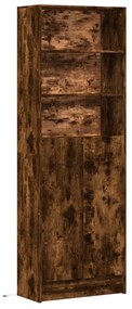 füstös tölgy szerelt fa magasszekrény LED-ekkel 69x32,5x200 cm