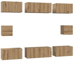 TV Szekrény Szett Falra szerelhető 8 pcs kézműves tölgy Faanyag