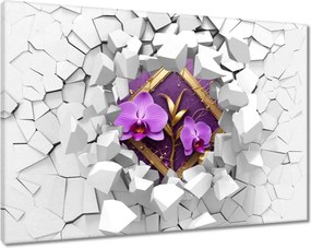 Vászonkép 90x60 Lila orchideák és arany