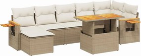 vidaXL 8 részes bézs polyrattan kerti ülőgarnitúra párnával
