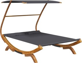 vidaXL kültéri antracit baldachinos hajlított fa nyugágy 165x203x138cm