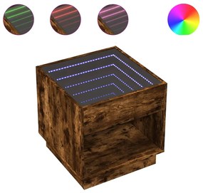Füstös tölgy végtelen hatású LED-es dohányzóasztal 50x50x50 cm
