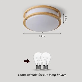 Brilagi - ELARO mennyezeti lámpa 2xE27/40W/230V, átm. 26 cm, fa hatású