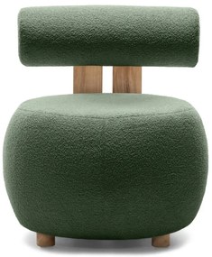 Sötétzöld design fotel HANNA, tölgy