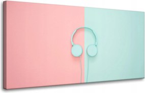 Vászonkép Zene Fejhallgató Kétszínű Pasztell színek 80x40