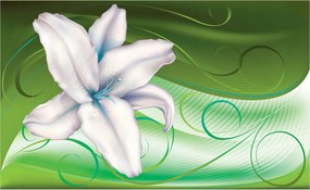 Fotótapéta flizelina Fehér liliom zöld elegancia és nyugalom 416x254 +ragasztó