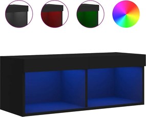 vidaXL fekete TV-szekrény LED-világítással 80 x 30 x 30 cm