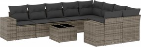 vidaXL 10 részes szürke polyrattan kerti ülőgarnitúra párnákkal