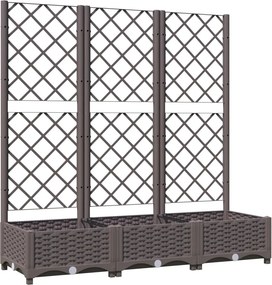 vidaXL barna PP kerti virágláda ráccsal 120 x 40 x 121,5 cm