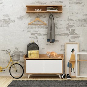 Arasso Oak and White fali akasztó cipőtartóval