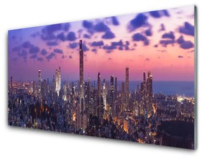 Üvegkép falra Város Felhőkarcolók 120x60cm