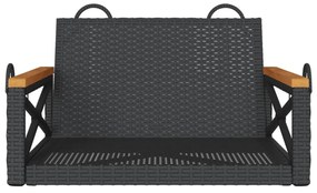 fekete polyrattan hintapad 63 x 62 x 40 cm